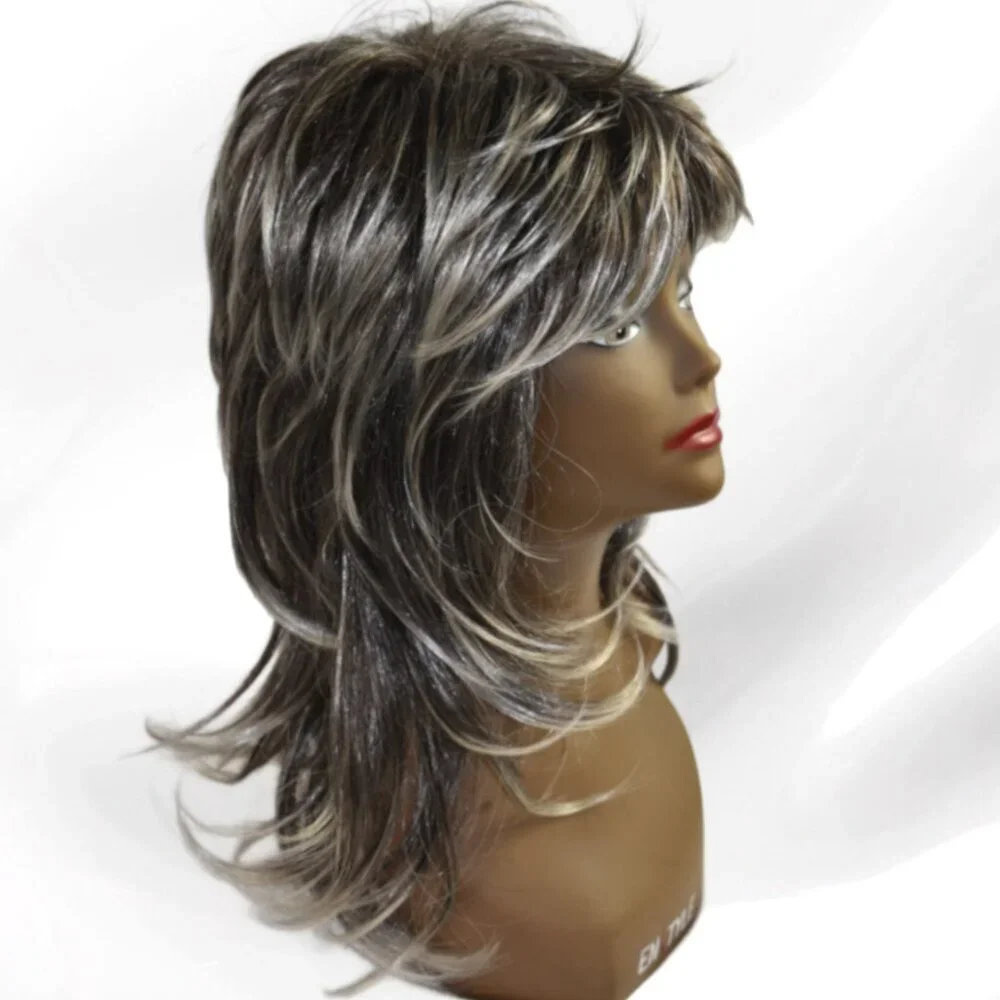 Hivision 100% Synthetic Long Two Tone Gray Layered Wig